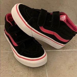 VANS Black and Pink Girls High Top Sneakers